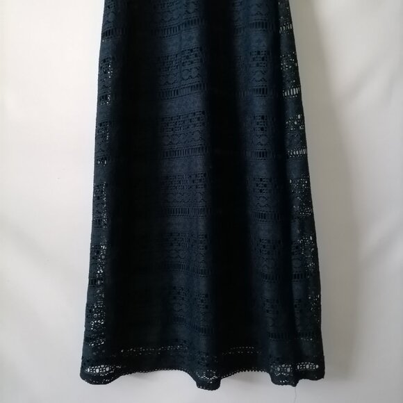 Zac & Rachel Womens Blue Overlay Crochet Lace Detailing Long Maxi Dress Size 8 - Picture 3 of 8